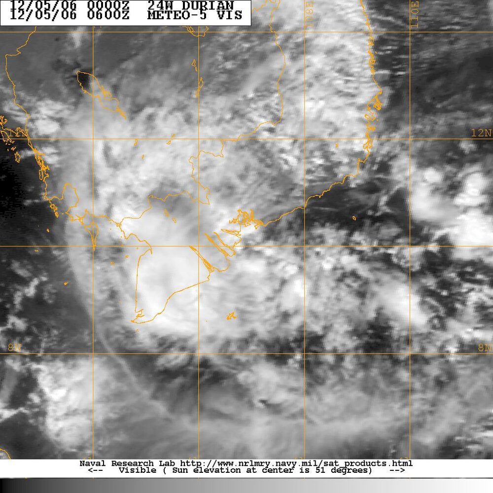 Satellite view of Typhoon Durian, 2006