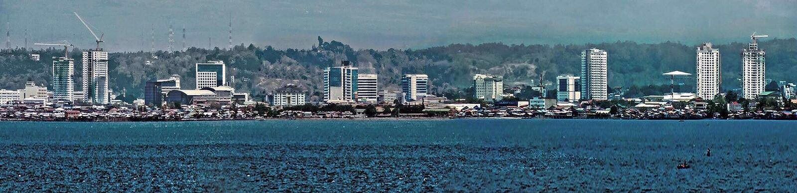 The modern skyline of Davao City in Mindanao